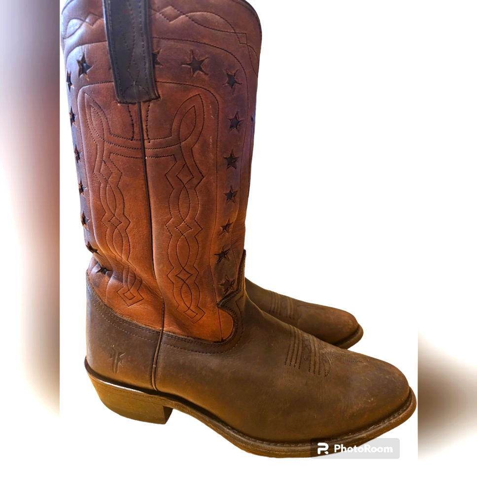 Frye Pull On Leather Boot Brown 8 D Western Cowboy Rodeo Star Boots Shoes Frye